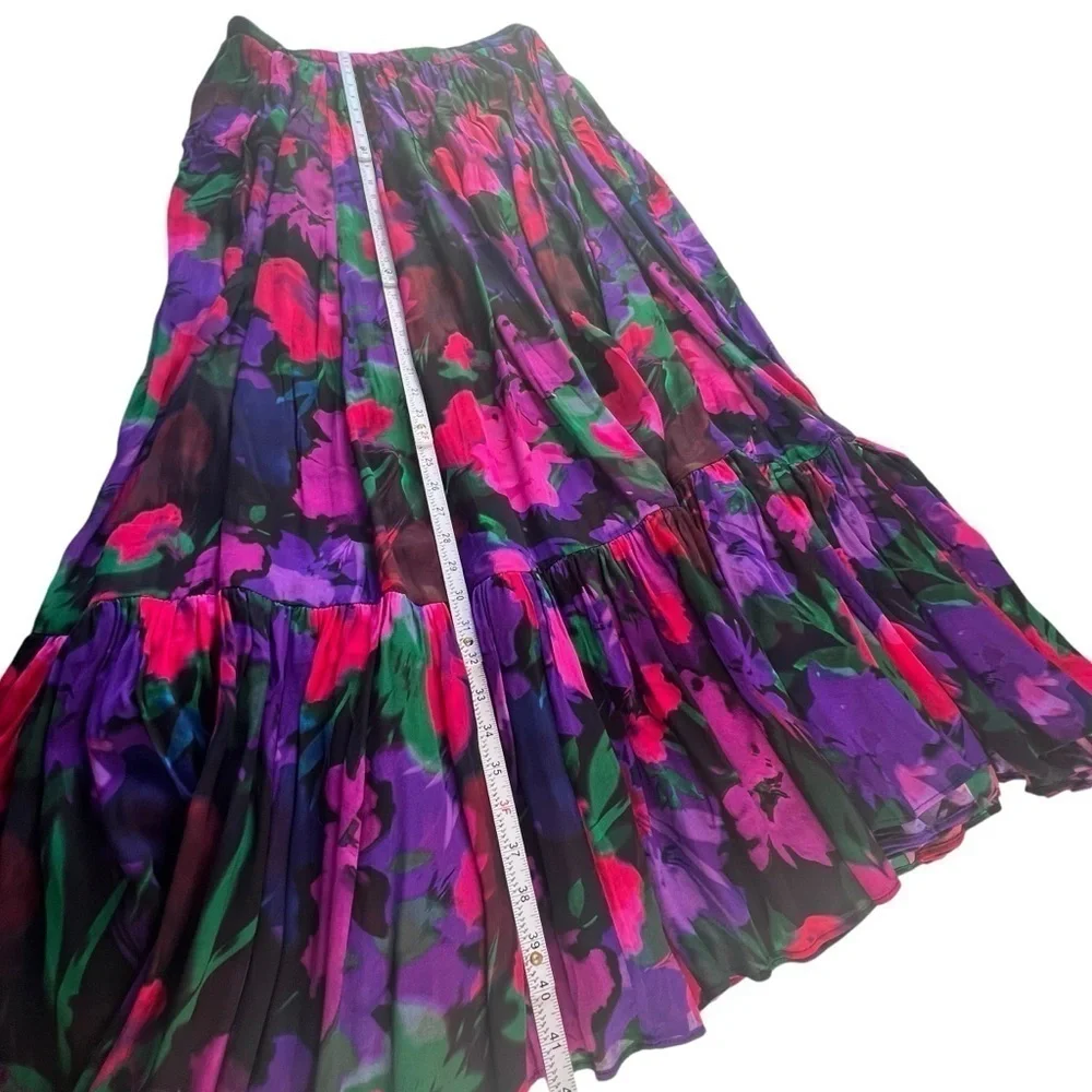 J.Crew Collection Full Length Tiered Skirt in Floral Chiffon Size 12